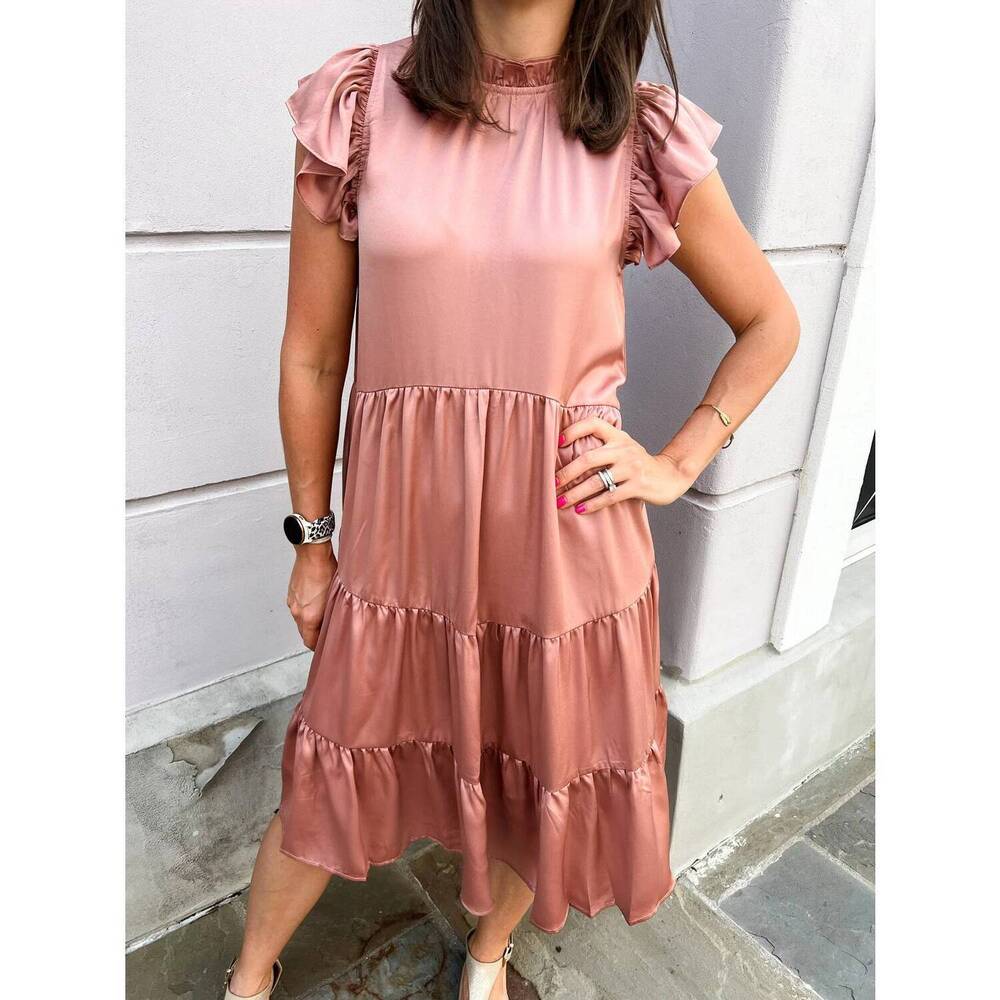 NEW PINCH tiered maxi dress in mauve